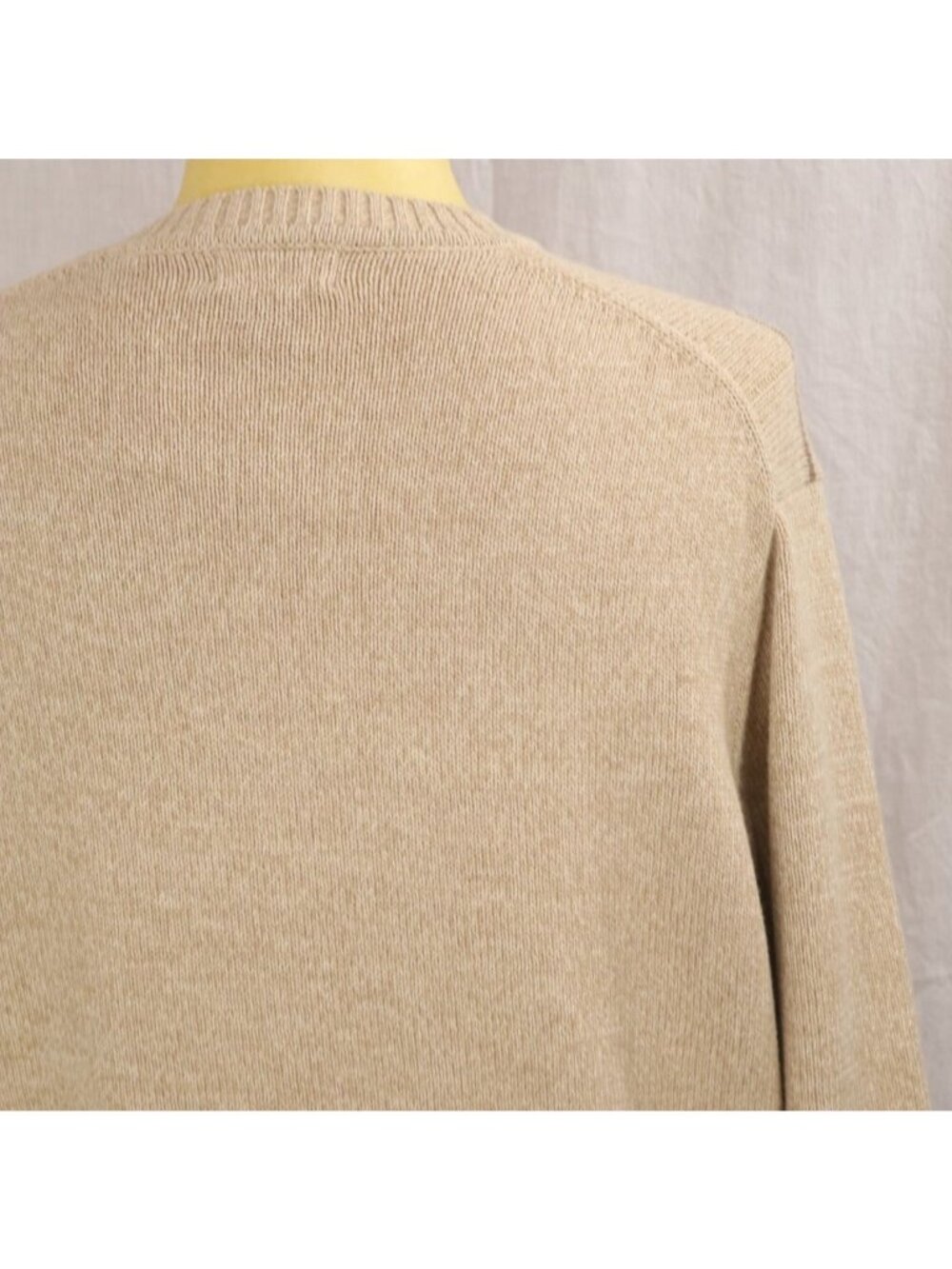 Eclectic Grandpa Dockers Sweater Men L Beige Cable Knit Pullover Brown Plaid VTG - Picture 10 of 12